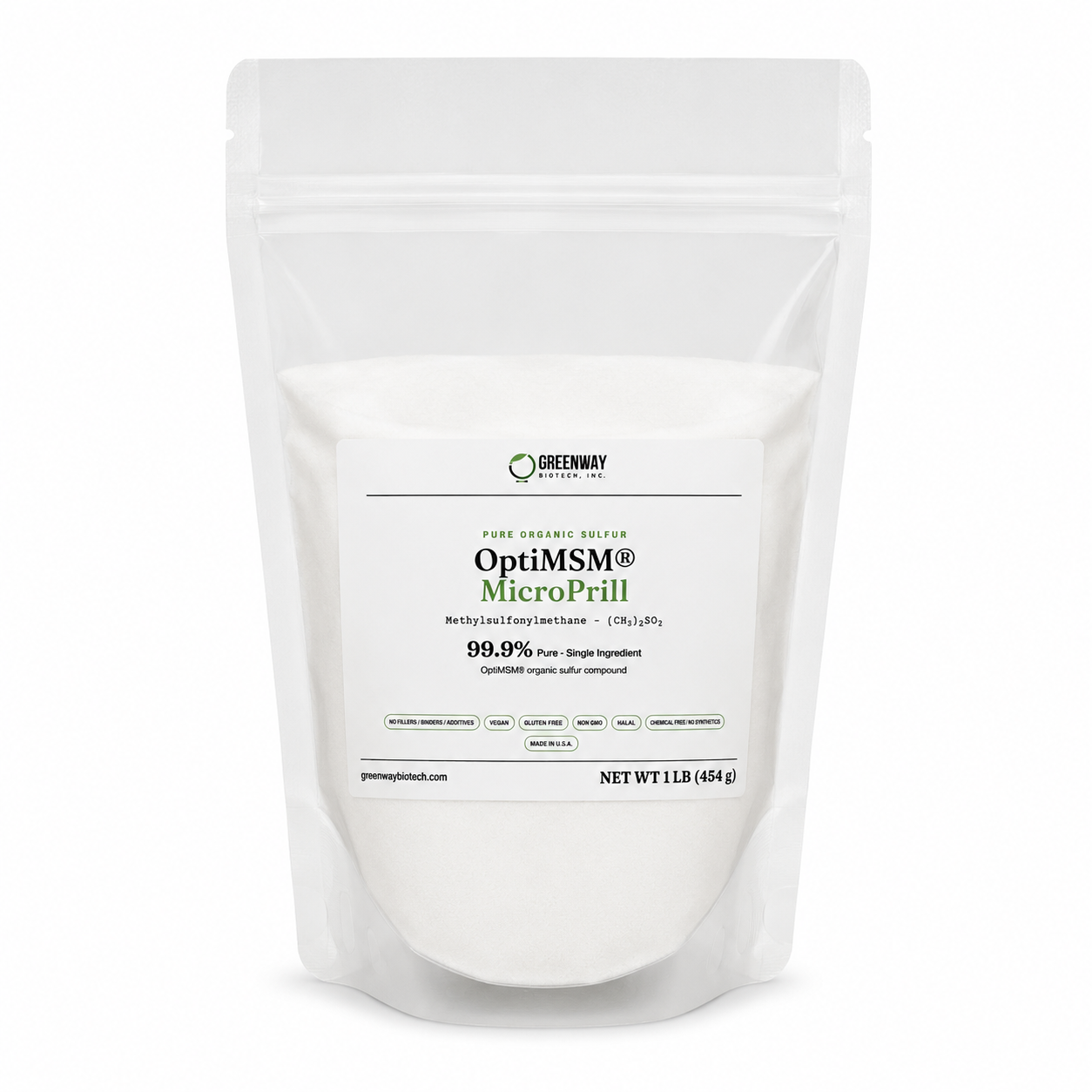 MSM Powder — OptiMSM® 99.9% Pure, GRAS | Greenway Biotech