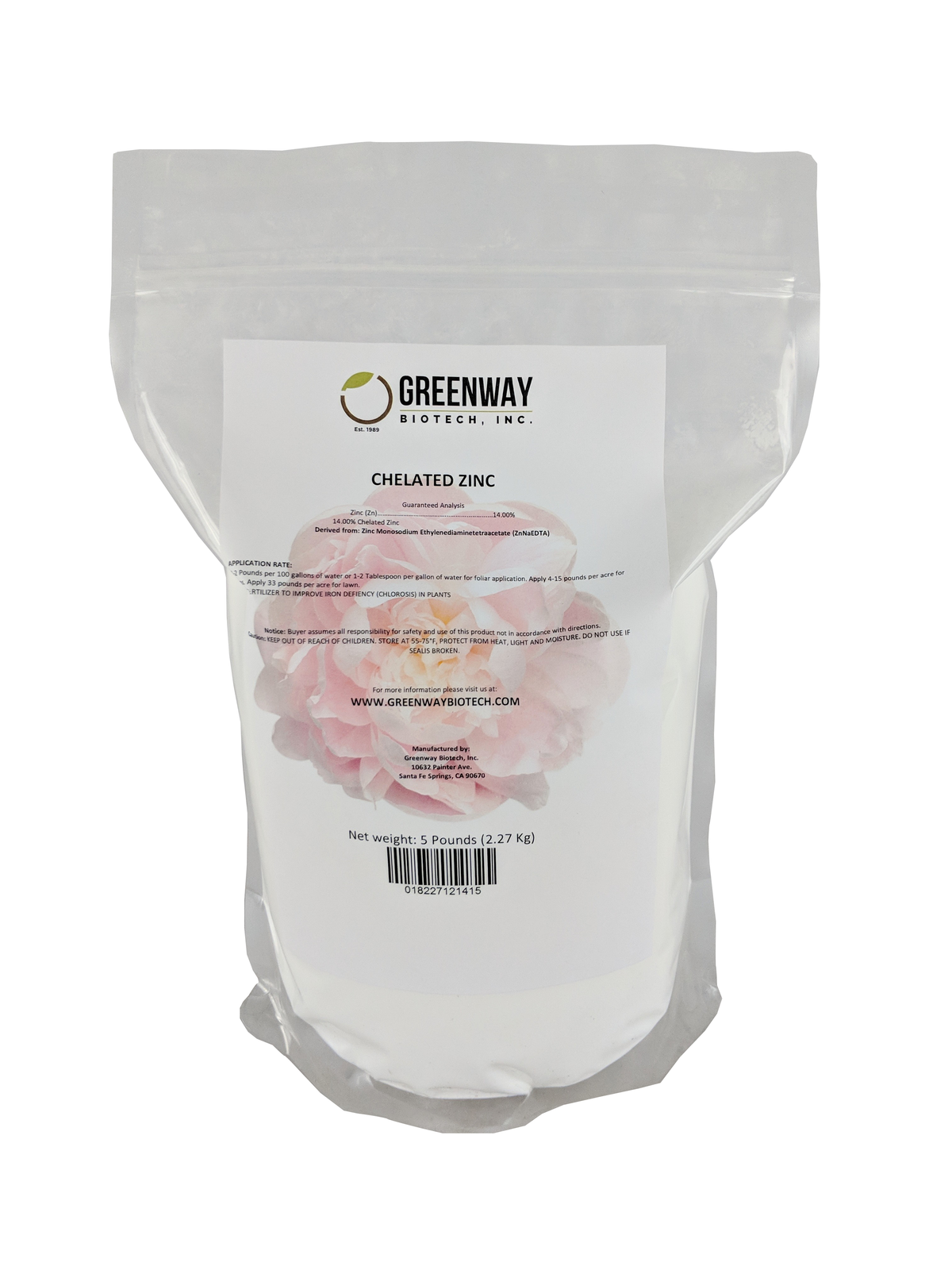 Chelated Zinc EDTA Fertilizer 14% Zinc Water Soluble 5 Pounds