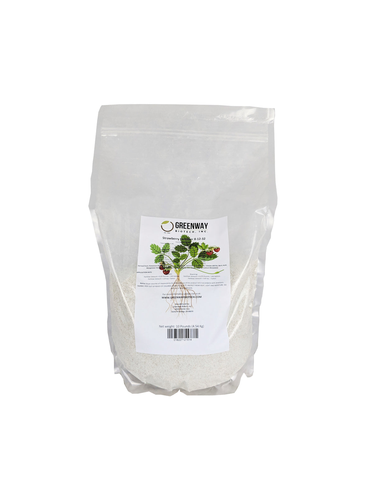 Strawberry Fertilizer 8-12-32 Plus Micronutrients 100% Water Soluble 10 Pounds