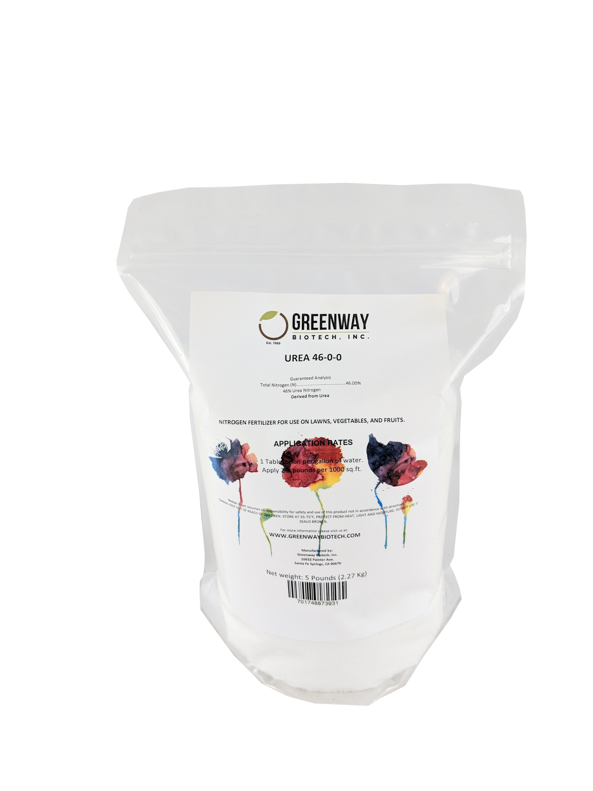 Urea Prilled Fertilizer 46-0-0 100% Water Soluble 5 Pounds