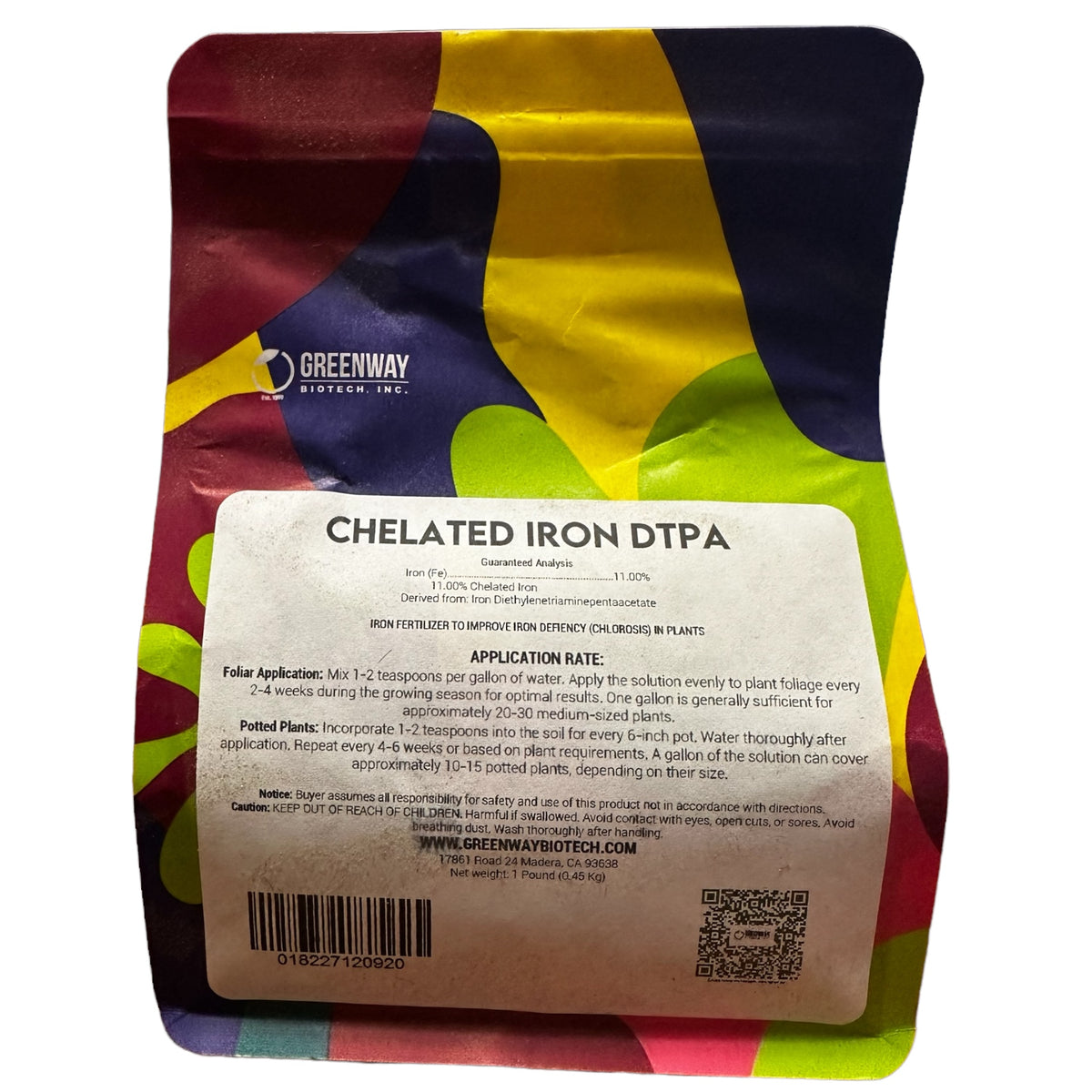 Chelated Iron DTPA Fertilizer 1 Pound