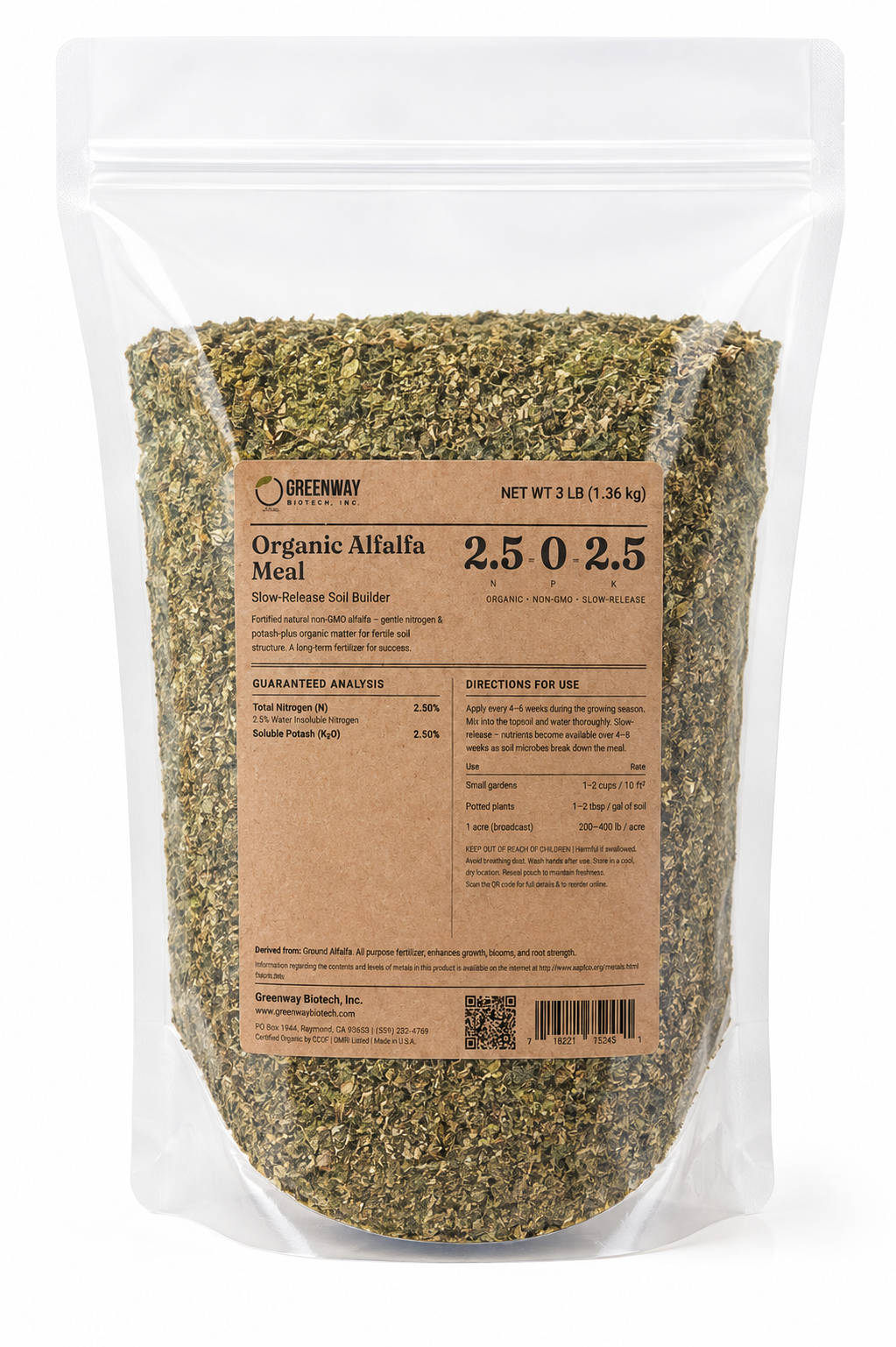 Alfalfa Meal Fertilizer 2.50-0-2.50