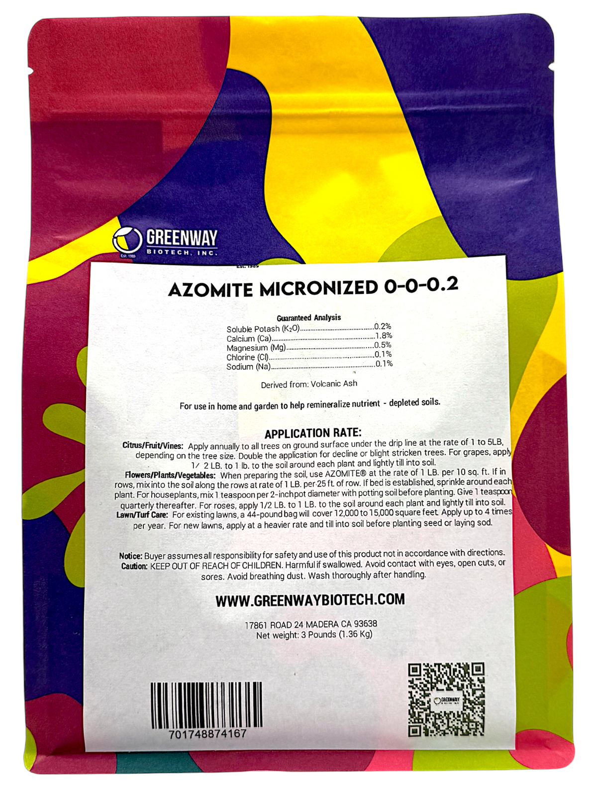 Organic Azomite Micronized Fertilizer 0-0-0.2 3 Pounds