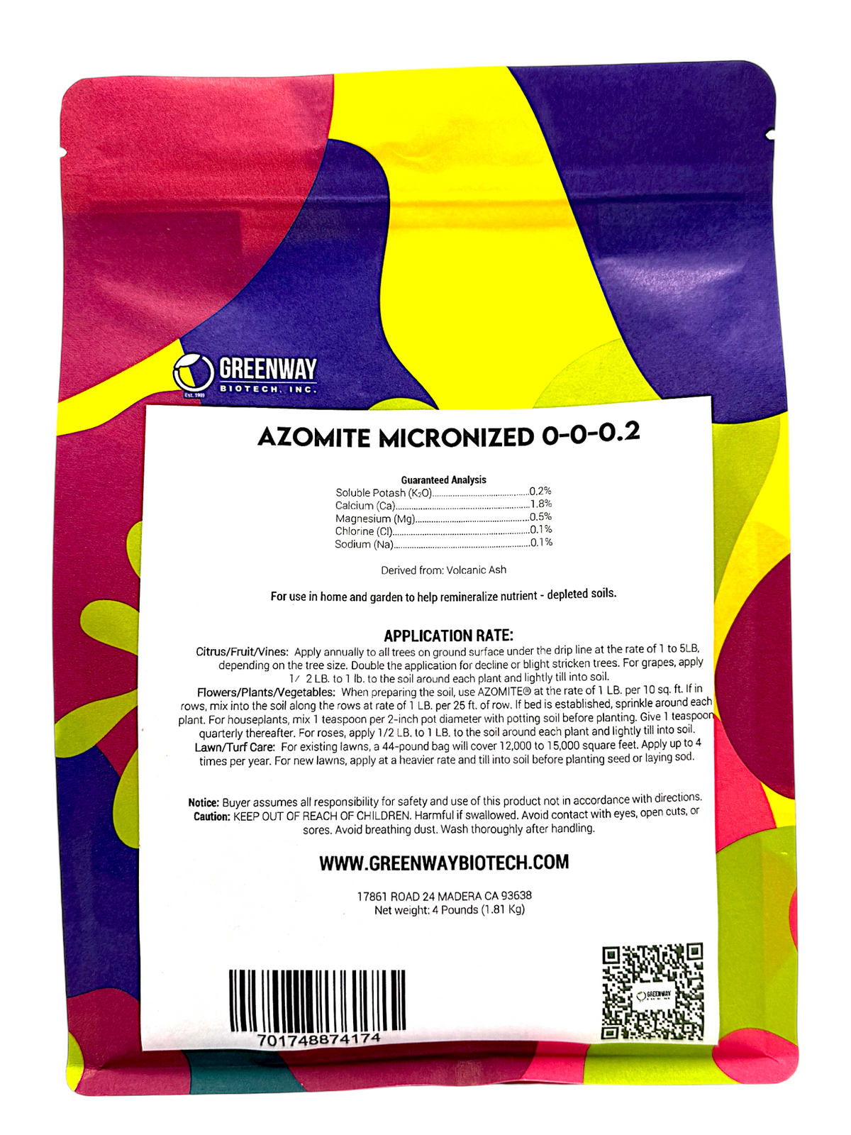 Organic Azomite Micronized Fertilizer 0-0-0.2 4 Pounds