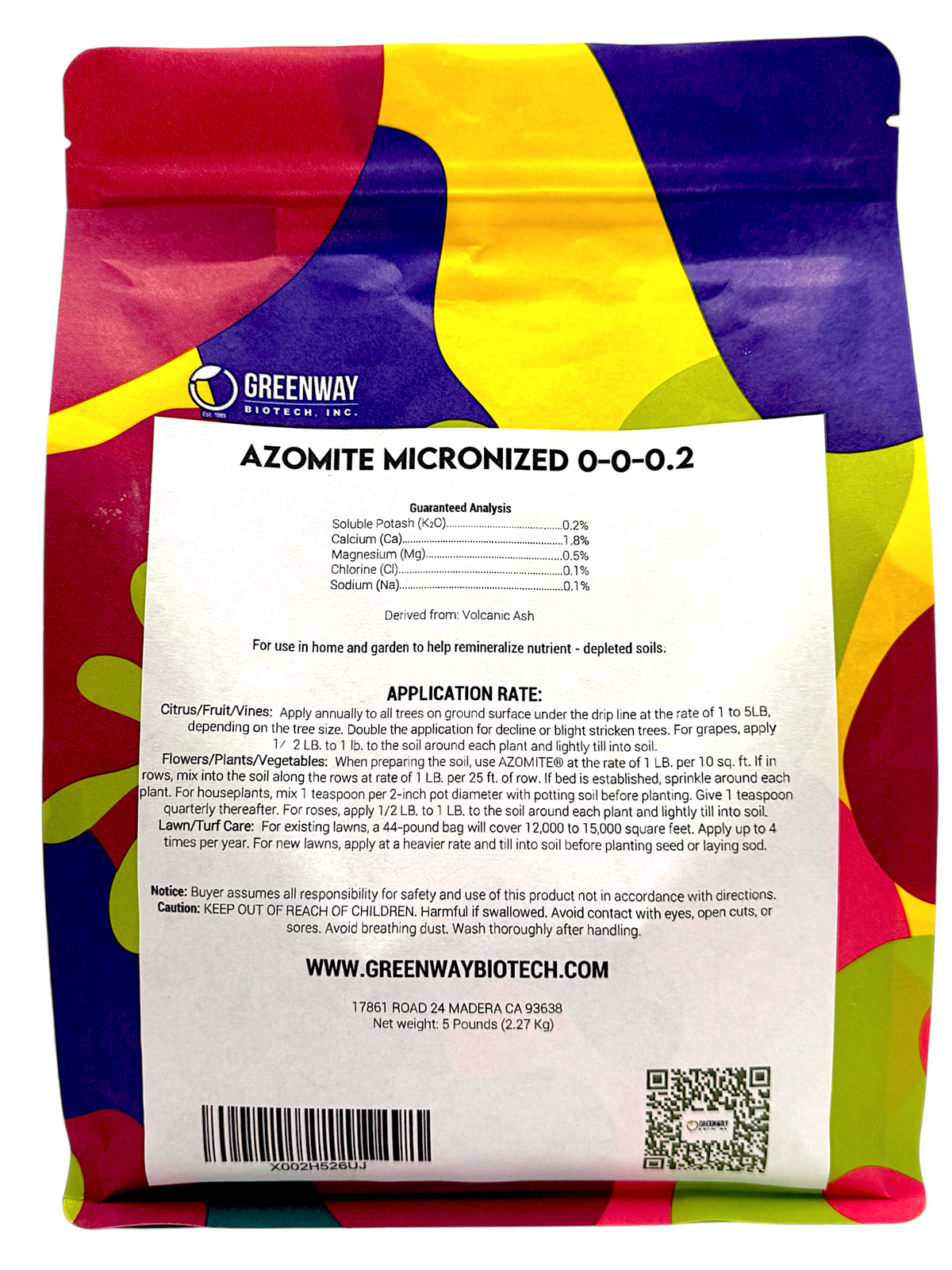 Organic Azomite Micronized Fertilizer 0-0-0.2 5 Pounds