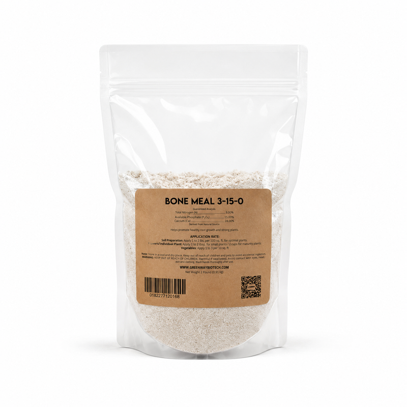 Organic Bone Meal 3-15-0 Fertilizer 2 Pounds Packaging