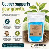 Chelated Copper EDTA 14% supports photosynthesis, enzymes, and new plant growth