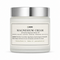 Greenway Biotech Magnesium Cream with 18% Dead Sea magnesium chloride USP, 4 oz frosted glass jar on white background