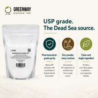 Magnesium Chloride USP benefits, USP grade Dead Sea sourced, oral topical and bath uses