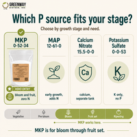 Choosing a phosphorus source by growth stage: MKP 0-52-34 compared with MAP, calcium nitrate, potassium sulfate