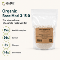 Organic Bone Meal Fertilizer 3-15-0 with 15% available phosphate and 24% calcium, slow-release organic amendment
