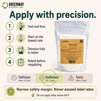 How to apply Organic Boric Acid 17% safely: test, start low, dissolve, retest
