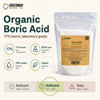 Organic Boric Acid 17% boron, 99.9% pure, water soluble, organic approved key stats