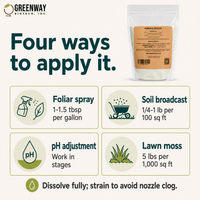 Organic Ferrous Sulfate application methods: foliar spray, soil broadcast, pH, lawn moss rates
