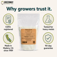 Organic Ferrous Sulfate is CDFA registered, tested for heavy metals, made in Madera CA since 1989