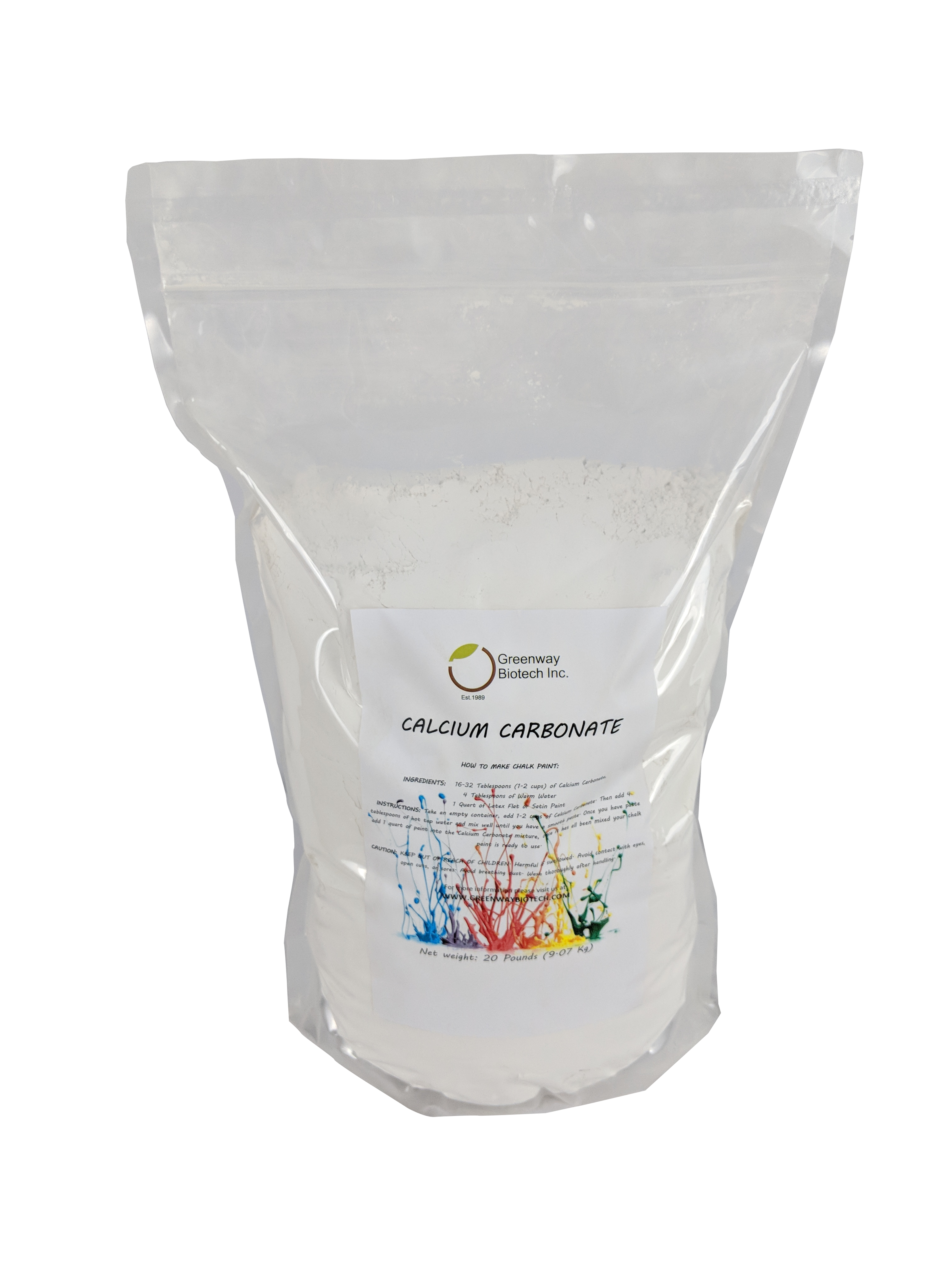Calcium Carbonate Powder Greenway Biotech Brand Chalk Paint Additive Limestone Powder Rock Dust Very Fine Powder 20 Pounds