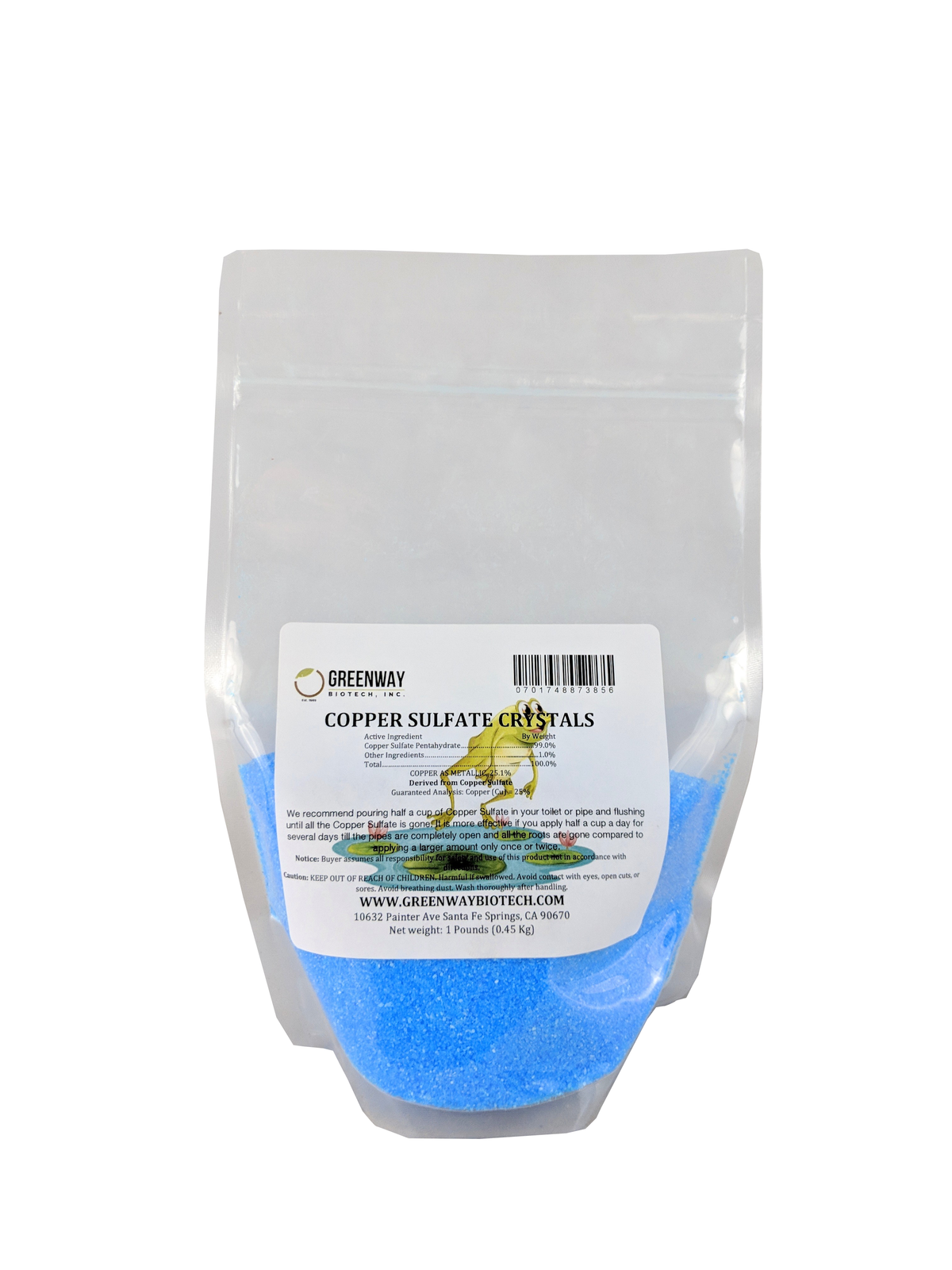 Copper Sulfate (Cu) Pentahydrate Fine Crystals 1 Pound