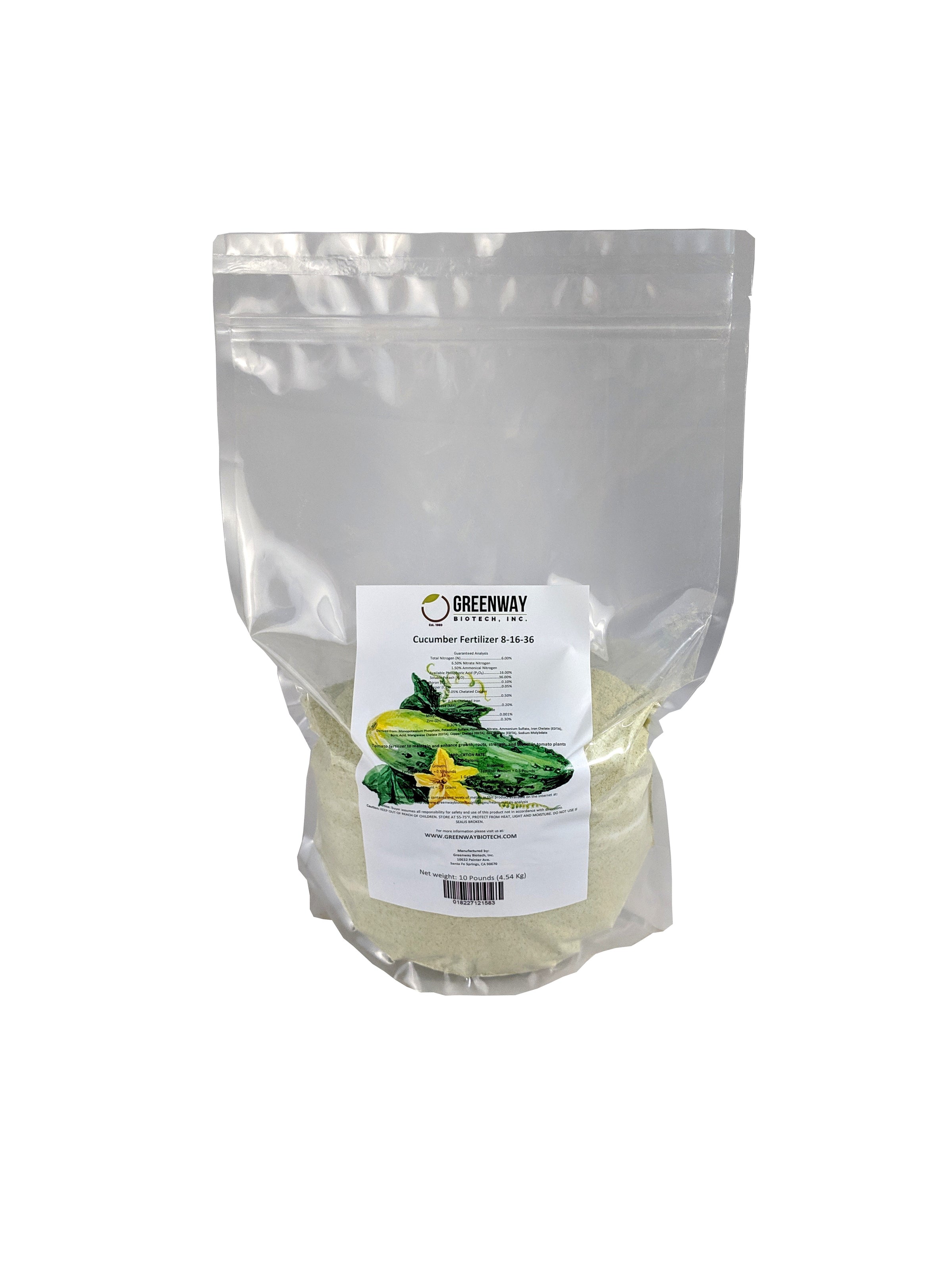 Best Water Soluble Cucumbers Fertilizer 8-16-36 - Greenway Biotech –  Greenway Biotech,