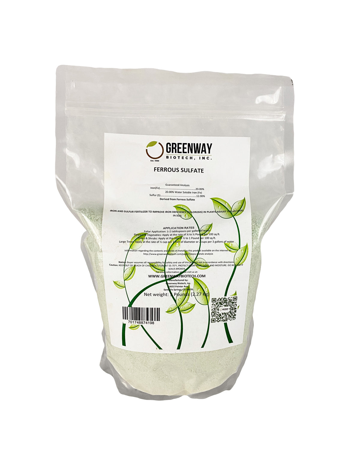 Organic Ferrous Sulfate (Iron Sulfate) | 20% Iron (Fe)