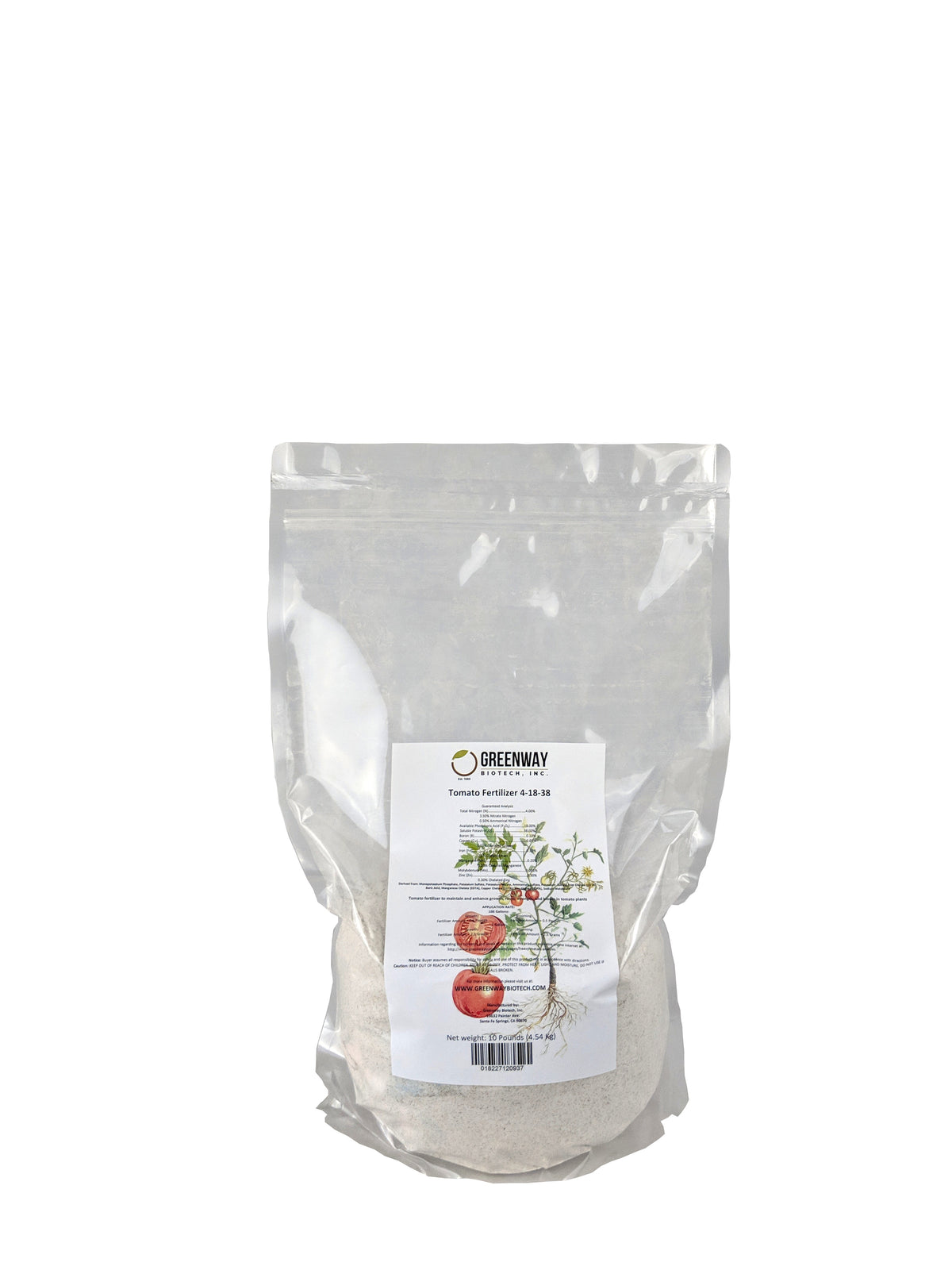 Tomato Fertilizer 4-18-38 Plus Micronutrients 100% Water Soluble 10 Pounds